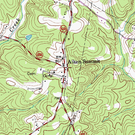 Topographic Map of Aiken Summit, VA