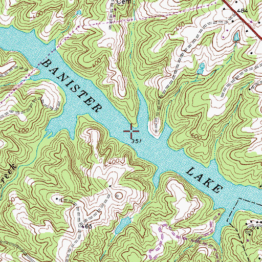 Topographic Map of Banister Lake, VA