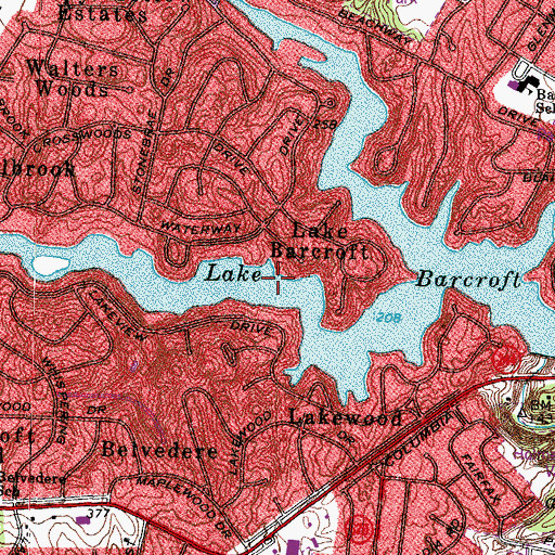 Topographic Map of Lake Barcroft, VA