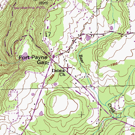 Topographic Map of Delma Church, AL