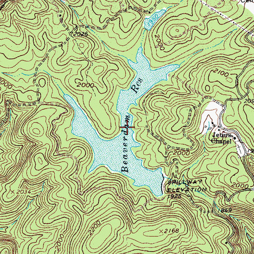 Topographic Map of Beaverdam Reservoir, VA