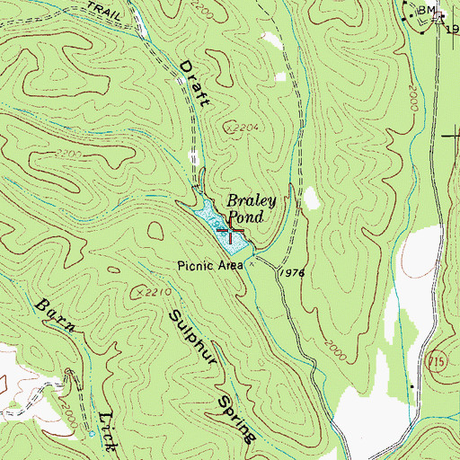 Topographic Map of Braley Pond, VA