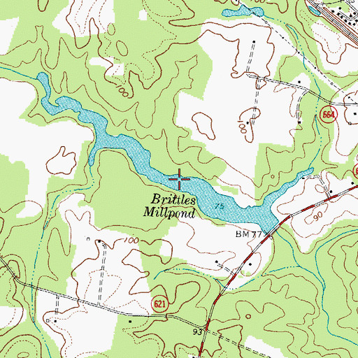 Topographic Map of Brittles Millpond, VA
