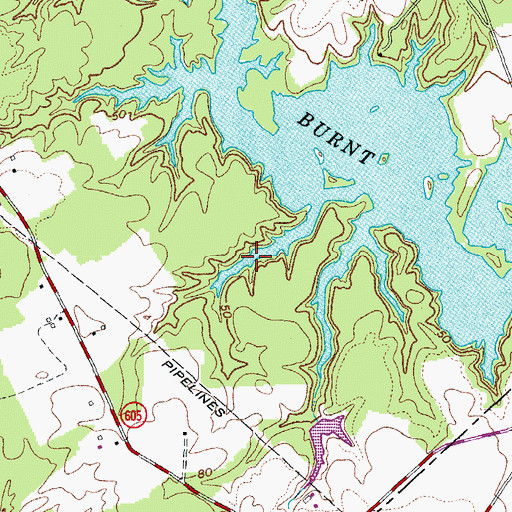 Topographic Map of Lake Burnt Mills, VA