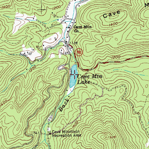 Topographic Map of Cave Mountain Lake, VA