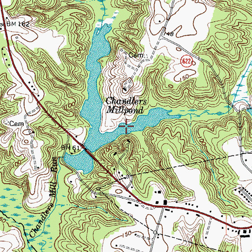 Topographic Map of Chandlers Millpond, VA