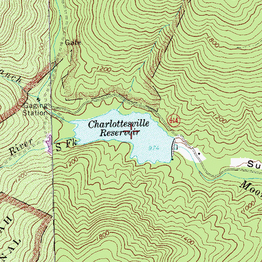 Topographic Map of Charlottesville Reservoir, VA