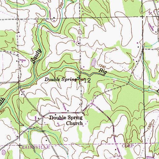 Topographic Map of Double Spring, AL