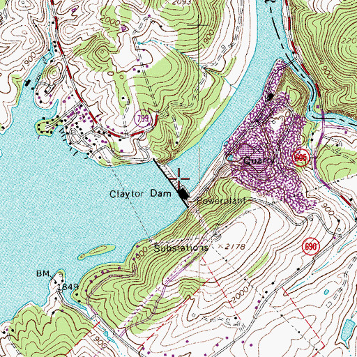 Topographic Map of Claytor Dam, VA