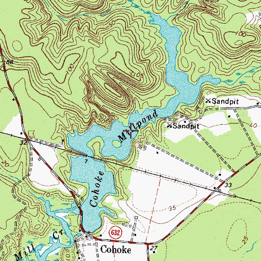 Topographic Map of Cohoke Millpond, VA