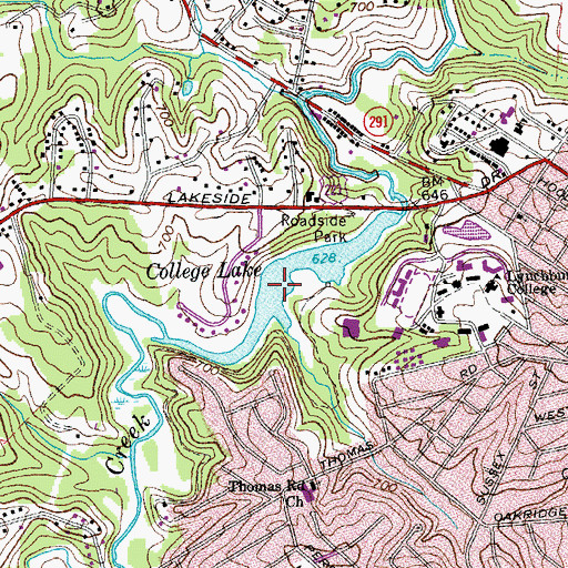 Topographic Map of College Lake, VA