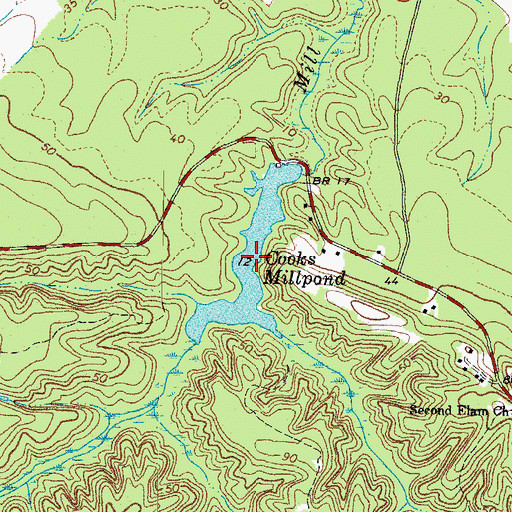 Topographic Map of Cooks Millpond, VA