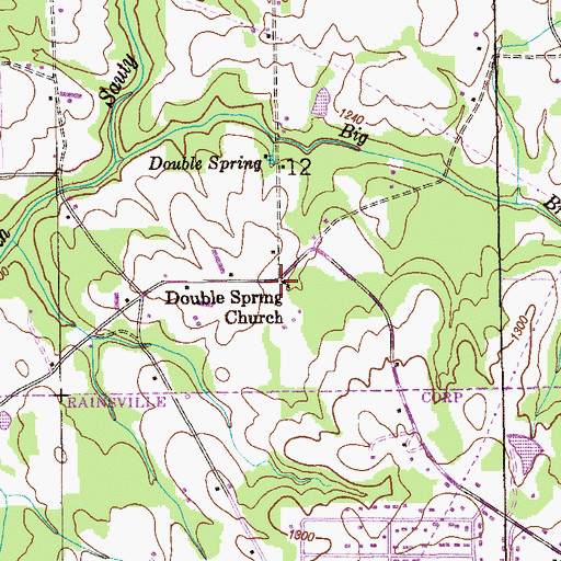 Topographic Map of Double Spring Church, AL