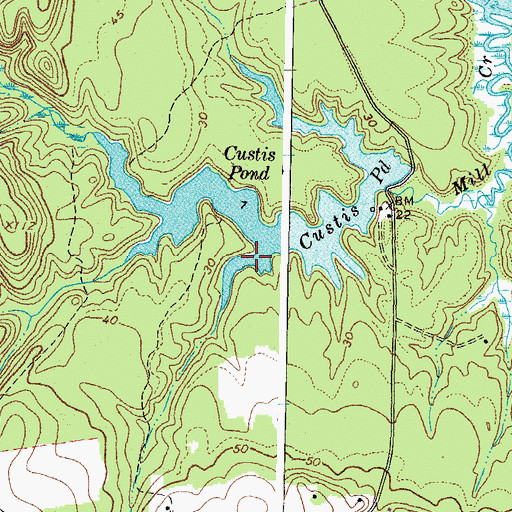 Topographic Map of Custis Pond, VA