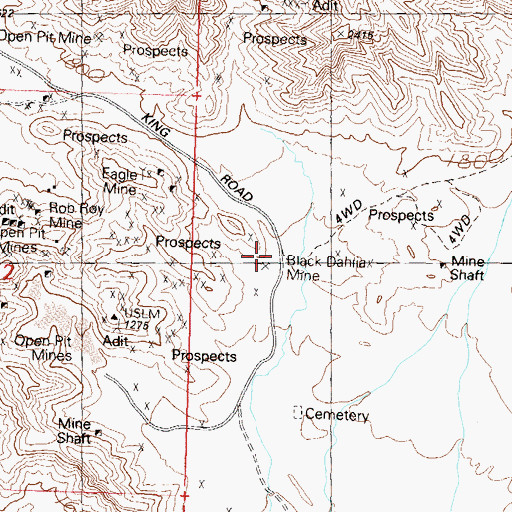 Topographic Map of Black Dahlia Mine, AZ