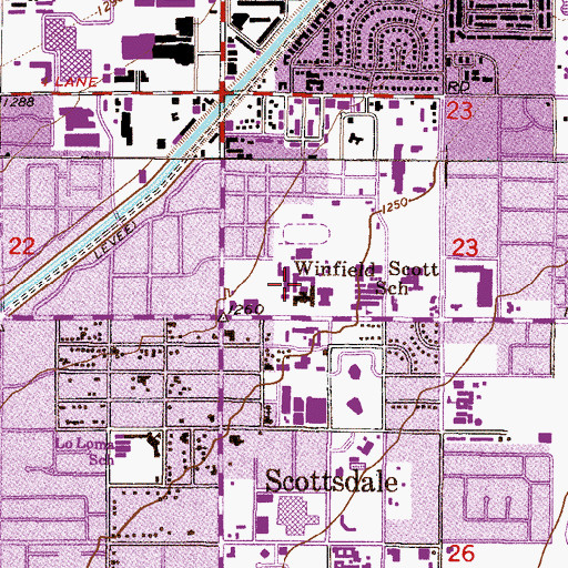 Topographic Map of Scottsdale High School, AZ