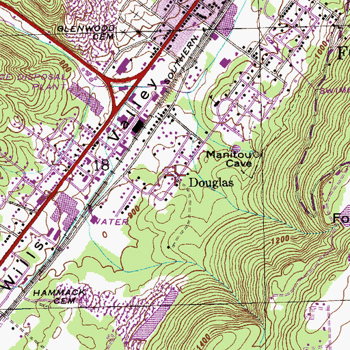 Topographic Map of Douglas, AL