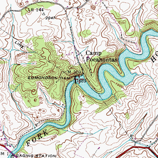 Topographic Map of Edmondson Dam, VA