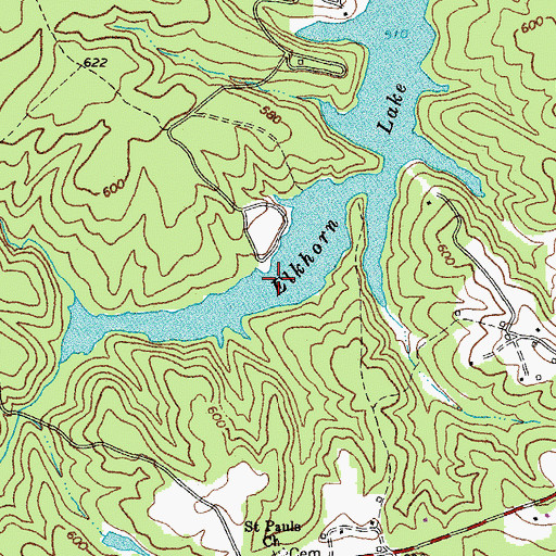 Topographic Map of Elkhorn Lake, VA