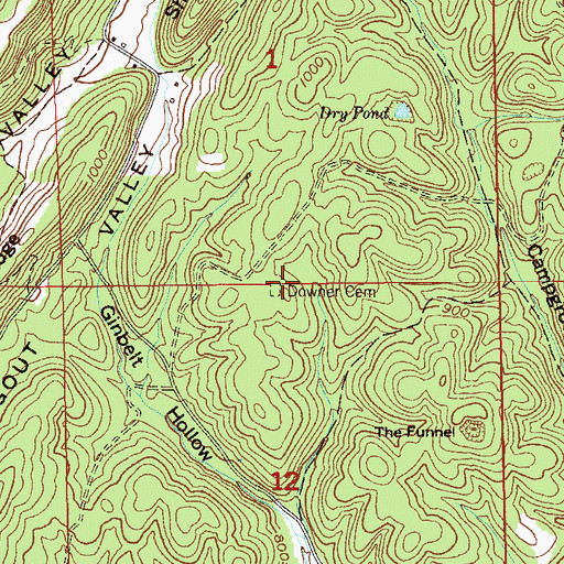 Topographic Map of Downer Cemetery, AL