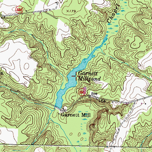 Topographic Map of Garnett Millpond, VA