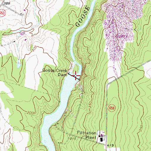 Topographic Map of Goose Creek Dam, VA