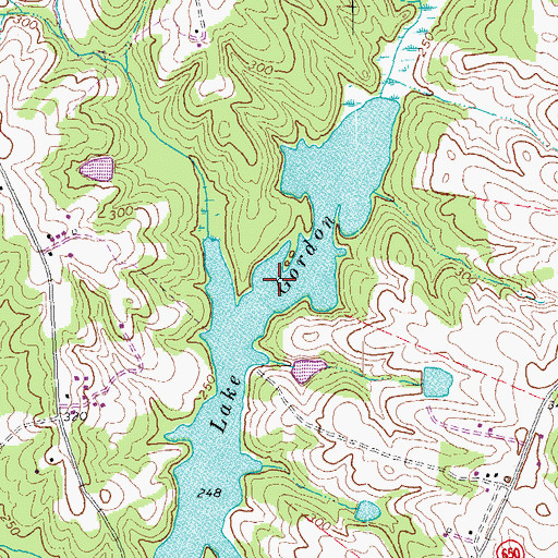 Topographic Map of Lake Gordon, VA