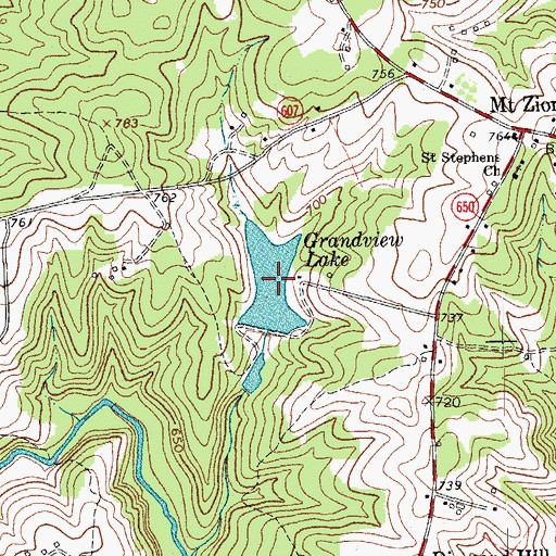 Topographic Map of Grandview Lake, VA