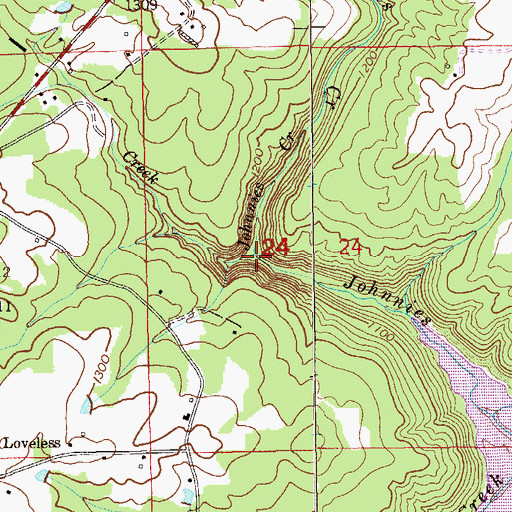 Topographic Map of Dry Creek, AL