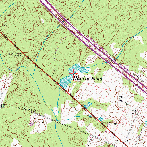 Topographic Map of Harris Pond, VA