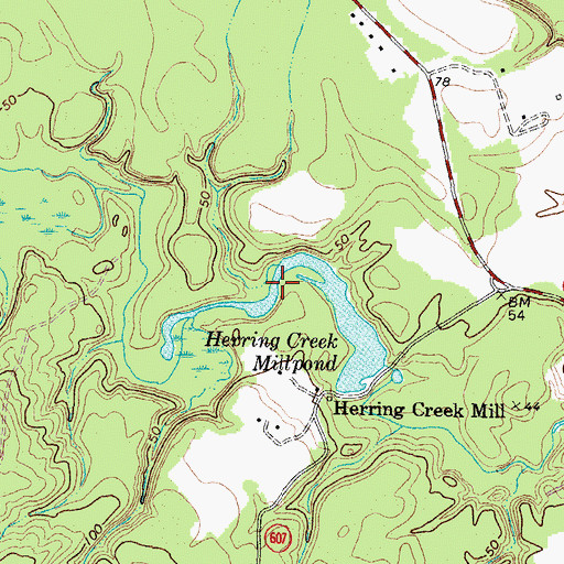 Topographic Map of Herring Creek Millpond, VA