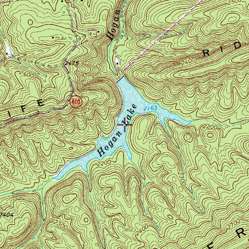 Topographic Map of Hogan Lake, VA