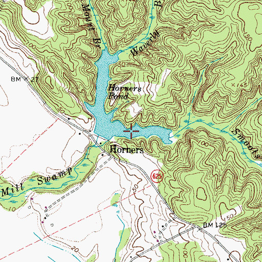 Topographic Map of Horners Pond, VA