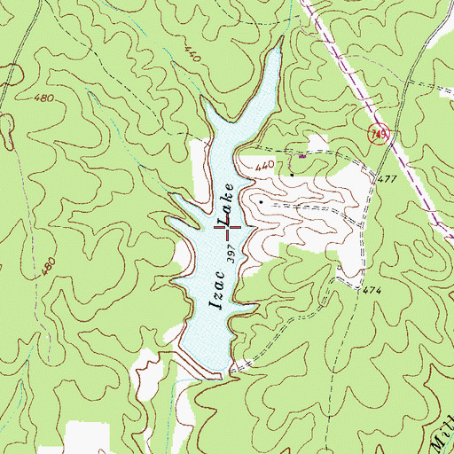Topographic Map of Izac Lake, VA