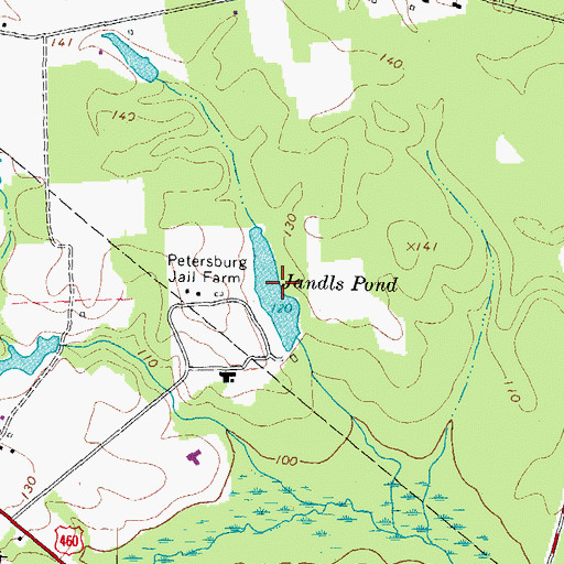Topographic Map of Jandls Pond, VA