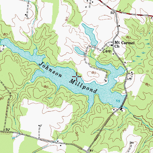 Topographic Map of Johnson Millpond, VA