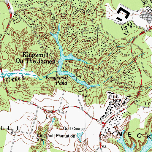 Topographic Map of Kingsmill Pond, VA