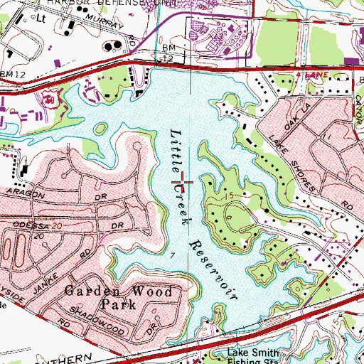 Topographic Map of Little Creek Reservoir, VA
