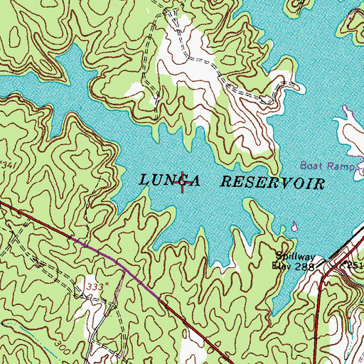 Topographic Map of Lunga Reservoir, VA