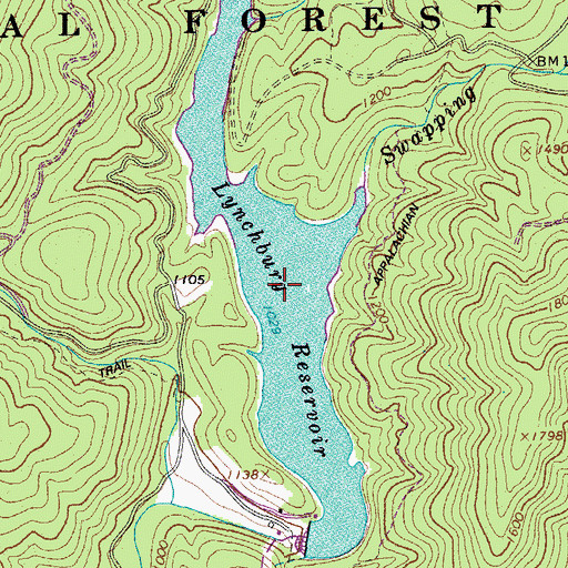 Topographic Map of Lynchburg Reservoir, VA