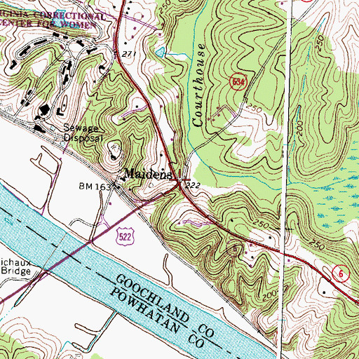 Topographic Map of Maidens, VA
