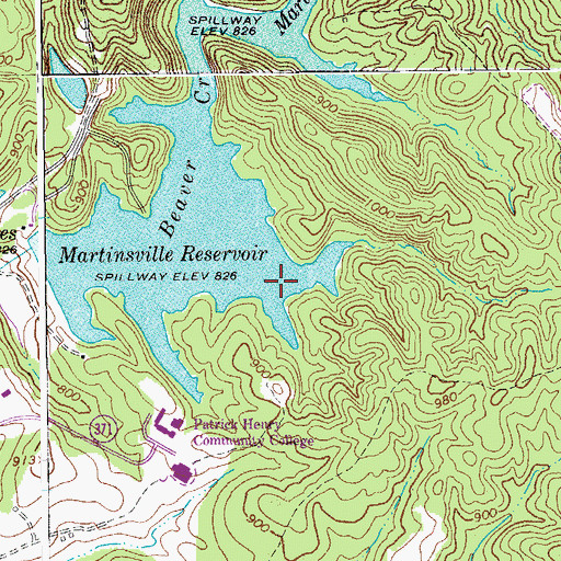 Topographic Map of Martinsville Reservoir, VA