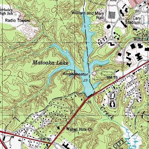 Topographic Map of Matoaka Lake, VA