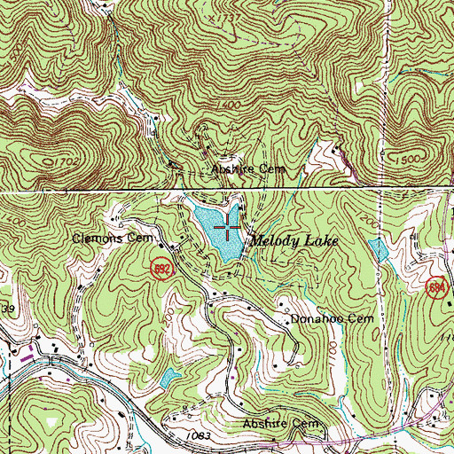 Topographic Map of Melody Lake, VA