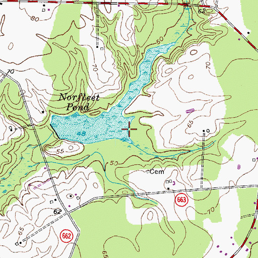 Topographic Map of Norfleet Pond, VA