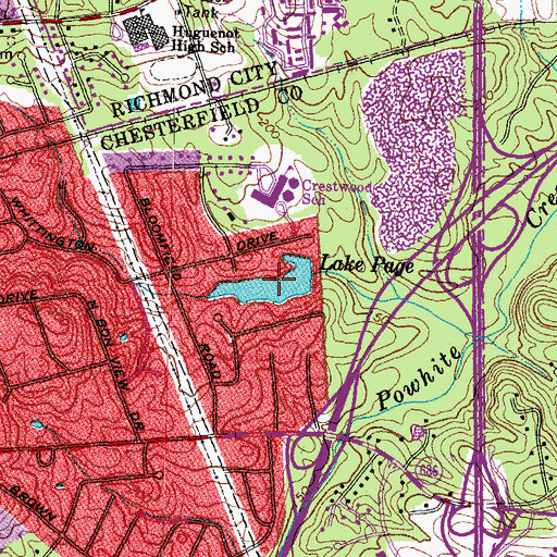 Topographic Map of Lake Page, VA