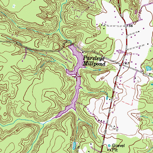 Topographic Map of Parsleys Millpond, VA