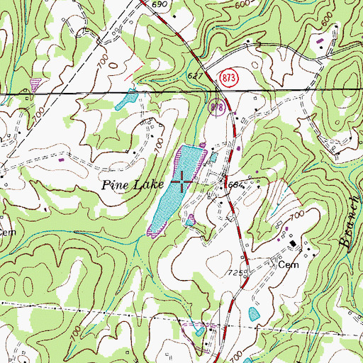 Topographic Map of Pine Lake, VA
