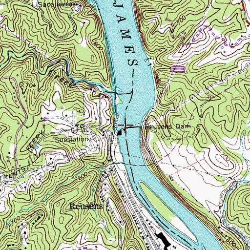 Topographic Map of Reusens Dam, VA