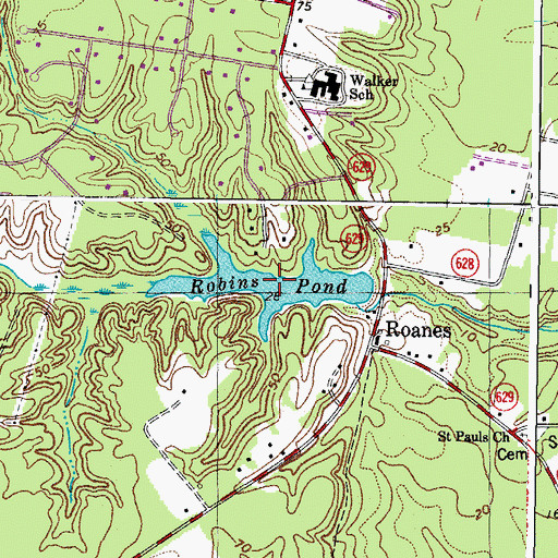 Topographic Map of Robins Pond, VA